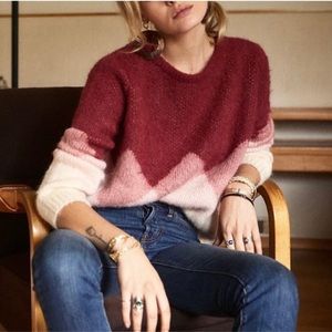 Sézane Leopold Mohair Rose Argyle Jumper